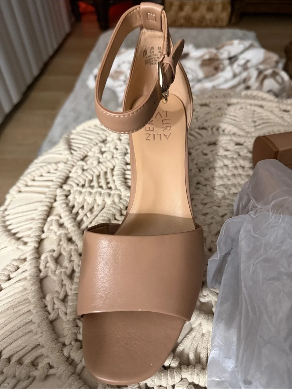 Naturalizer Tan Platform Sandals with Ankle Strap